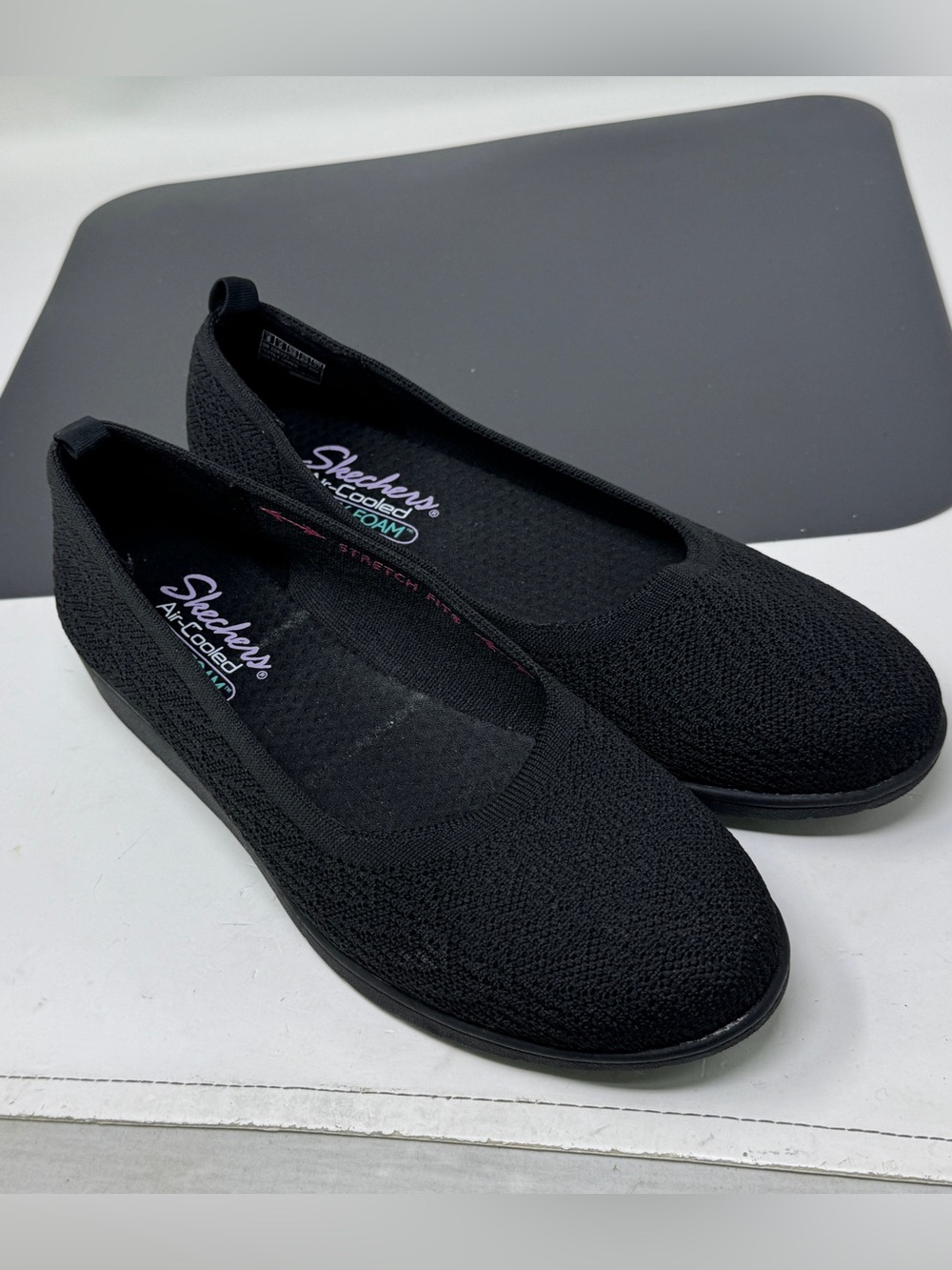 Skechers Cleo Spelbind Flex Black Wedge Textile Upper SN 158323 Women's Size 8 - Picture 1 of 9